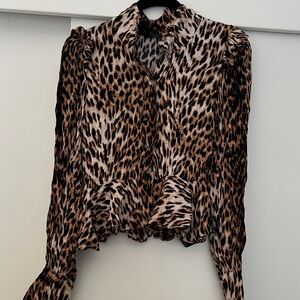 Olivaceous Animal Print Blouse